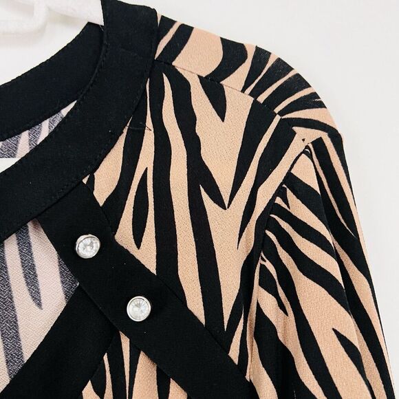 🎉Clearance🎉NY Collection Black & Brown Animal Print Stretchy Blouse Plus 3X - Picture 5 of 10